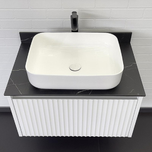 Тумба с раковиной Comforty Марсель 75 00-00013395 подвесная Белая матовая Калакатта Блэк