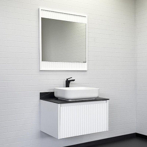 Тумба с раковиной Comforty Марсель 75 00-00013395 подвесная Белая матовая Калакатта Блэк