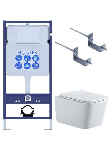 Комплект унитаза с инсталляцией Aquatek Set Aquatek Либра N KKI2 цвет Белый с сиденьем Микролифт
