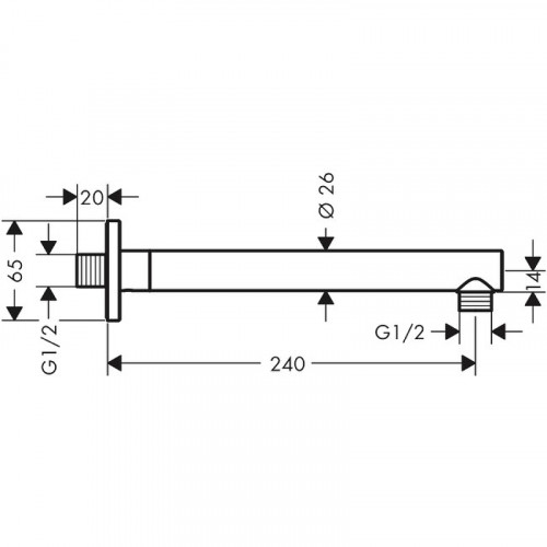 Кронштейн для верхнего душа Hansgrohe Vernis Shape 26405670 Черный матовый латунь на стену