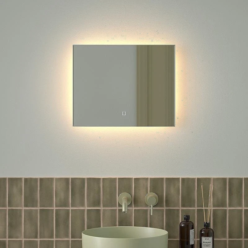 Зеркало Defesto Glow 50х40 DF 2511SH с подсветкой 15W-3000К/с фацетом/Сенсорный - выключатель/Теплый белый свет