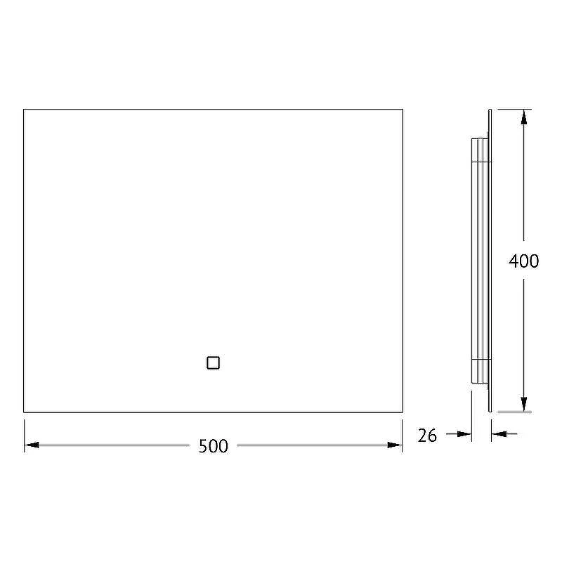 Зеркало Defesto Glow 50х40 DF 2511SH с подсветкой 15W-3000К/с фацетом/Сенсорный - выключатель/Теплый белый свет