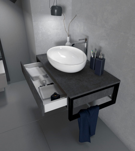 Тумба под раковину 1MarKa Grunge Loft 90П У85849 подвесная Бетон темно-серый МДФ / ЛДСП