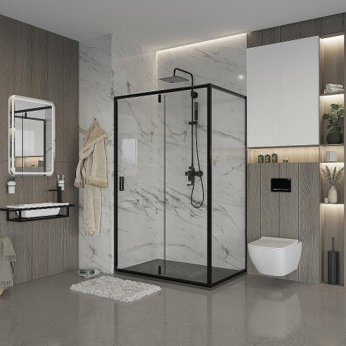 Душевая дверь Niagara Nova 110 NG-83-11AB профиль Черный стекло прозрачное