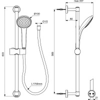 Душевой гарнитур Ideal Standard Ideal Rain Soft BD142XG Черный матовый латунь на стену