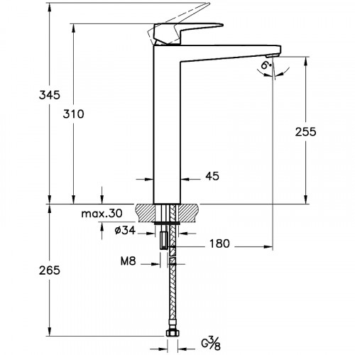 Смеситель для раковины Vitra Root Square A42733EXP Хром