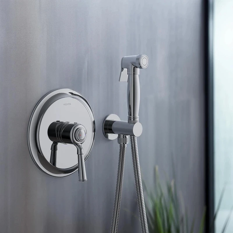 Гигиенический душ со смесителем Aquatek Классик AQ1519CR Хром латунь встраиваемый
