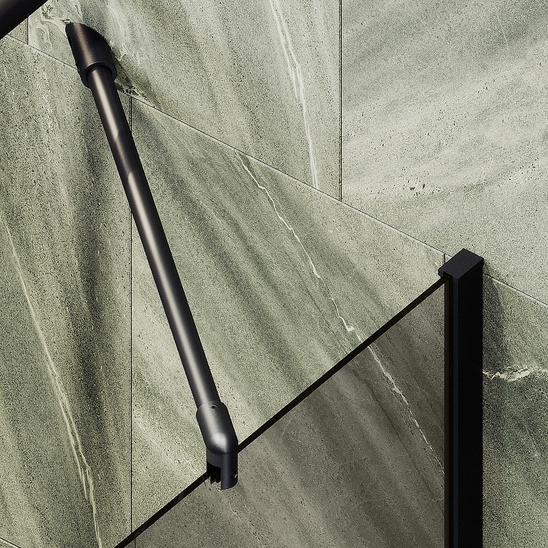 Шторка на ванну Maybah Glass MGV-71-6ш 900x1400 в широком профиле Черный стекло бронзовое