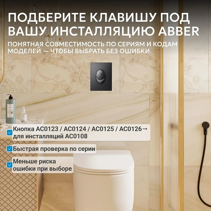 Кнопка смыва для инсталляции Abber AC0125MB цвет Черный матовый
