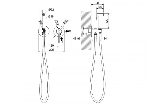 Гигиенический душ со смесителем Aquatek Европа AQ1319BGM цвет Оружейная сталь