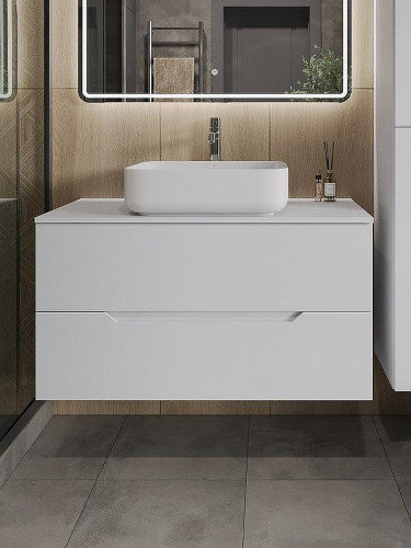 Тумба с раковиной Orange Line 100 Li-100TuwMDF+B05-500W подвесная Белая матовая