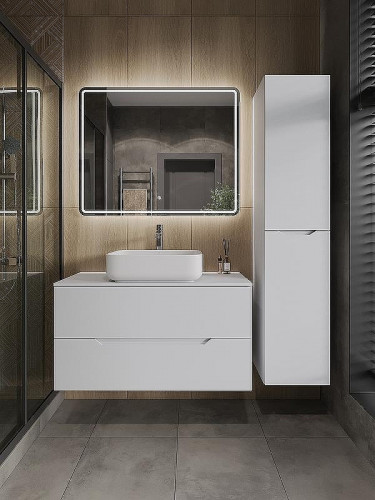 Тумба с раковиной Orange Line 100 Li-100TuwMDF+B05-500W подвесная Белая матовая