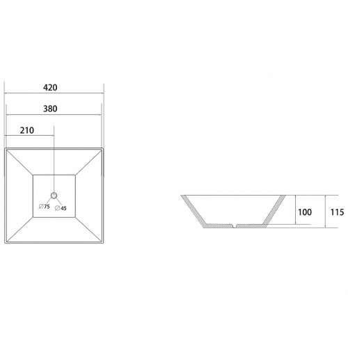 Раковина-чаша Abber Rechteck 42 AC2214MB Черная матовая