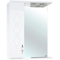 Зеркало со шкафом Bellezza Элеганс 60 L 4618609522012 с подсветкой Белое МДФ / ЛДСП, стекло