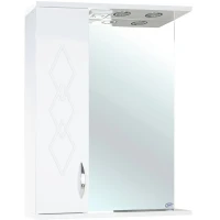 Зеркало со шкафом Bellezza Элеганс 60 L 4618609522012 с подсветкой Белое МДФ / ЛДСП, стекло
