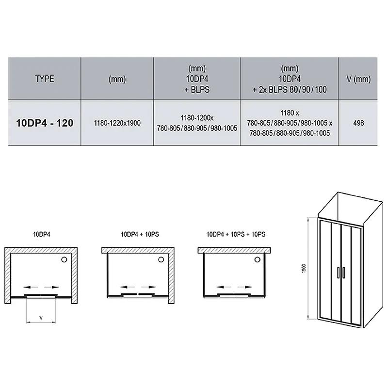 Душевая дверь Ravak 10° 10DP4 120 0ZKG0100Z1 профиль Белый стекло Transparent