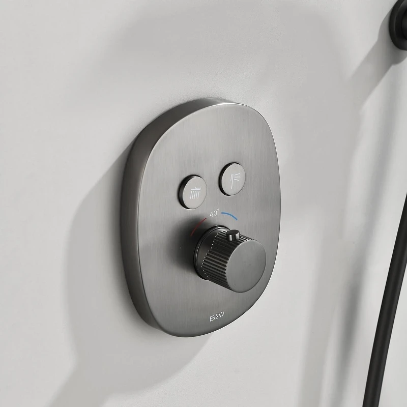 Душевая система Black&White Gravity GH-9201-GM 9201GM с термостатом цвет Gun Metal