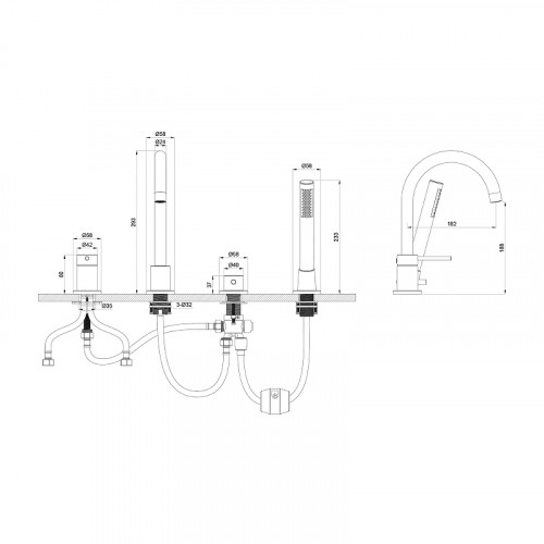 Смеситель на борт ванны Oliveeka Y OL-669017-BG цвет Золото матовое