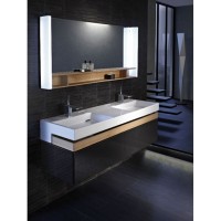 Зеркало Jacob Delafon Terrace 150 EB1184-NF с подсветкой Белое Древесное с сенсорным выключателем МДФ / ЛДСП, массив дерева, стекло
