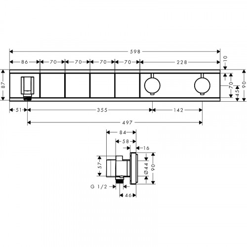 Смеситель для душа Hansgrohe RainSelect 15357000 с термостатом Хром латунь встраиваемый