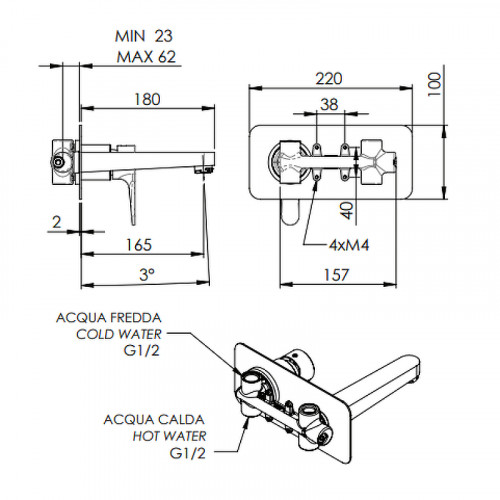 Смеситель для раковины Remer Winner W15 Хром латунь встраиваемый