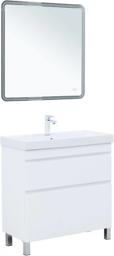 Тумба с раковиной Aquanet Слим 80 348182 цвет Белый сатин