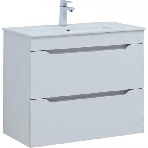 Тумба под раковину Aquanet Практика 80 330459 подвесная Белая матовая МДФ / ЛДСП