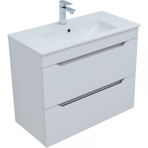 Тумба под раковину Aquanet Практика 80 330459 подвесная Белая матовая МДФ / ЛДСП