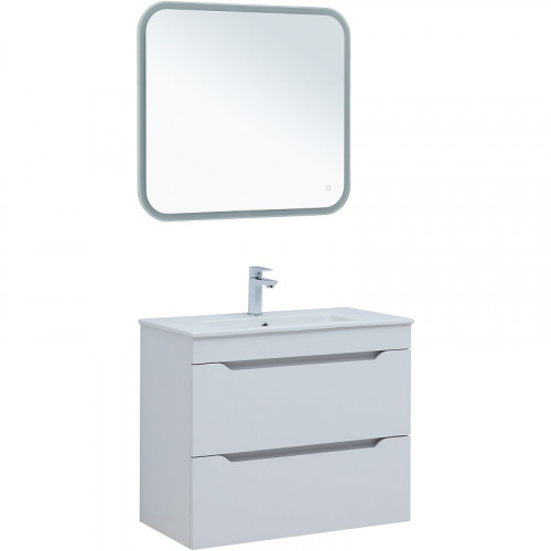 Тумба под раковину Aquanet Практика 80 330459 подвесная Белая матовая МДФ / ЛДСП