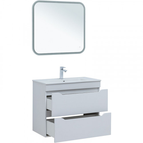 Тумба под раковину Aquanet Практика 80 330459 подвесная Белая матовая МДФ / ЛДСП