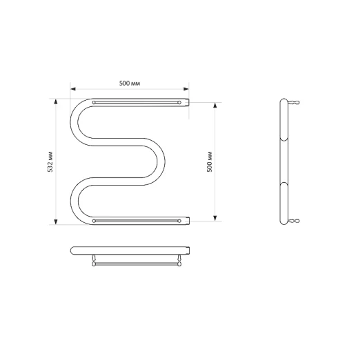 Водяной полотенцесушитель Mixline Simple M 50х50 556298 с полкой цвет Хром