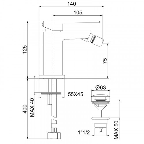Смеситель для биде Webert Pegaso PE840102560 Черный матовый