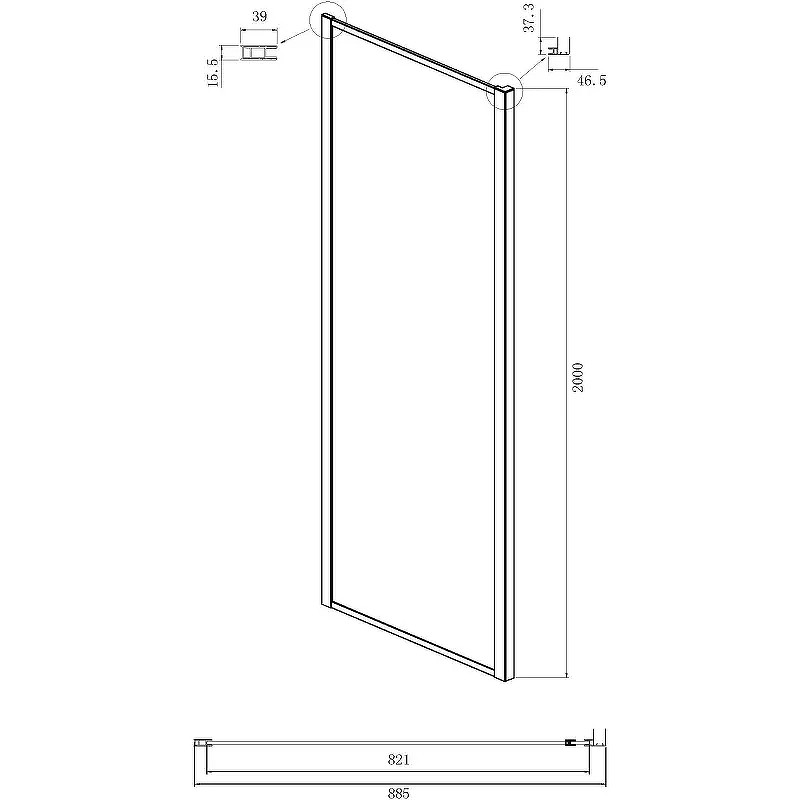 Душевая стенка Ambassador Forsa 90 90AX профиль Хром cтекло прозрачное