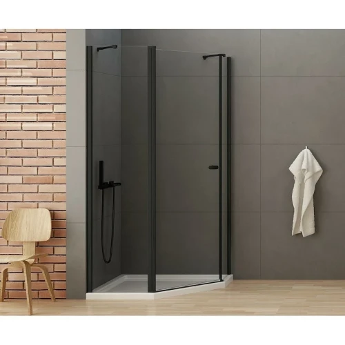 Душевой уголок New Trendy New Soleo Black 100х80 L K-0614 профиль Черный стекло прозрачное