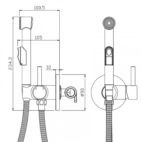 Гигиенический душ со смесителем Olive's Balear 13131BL Хром латунь на стену