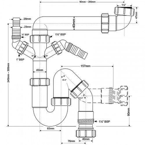 Сифон для раковины McAlpine MRSK7-5571 цвет Белый