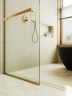 Душевая перегородка Maybah Glass MGD-737-3у 890x1950 в узком профиле Золото стекло сатиновое