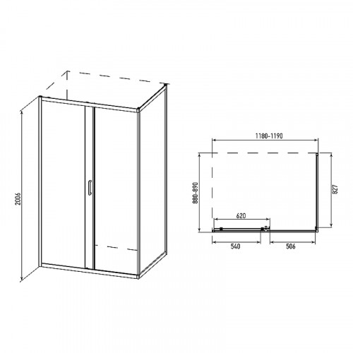 Душевой уголок Alex Baitler 120х90 AB14120X1 профиль Хром стекло прозрачное