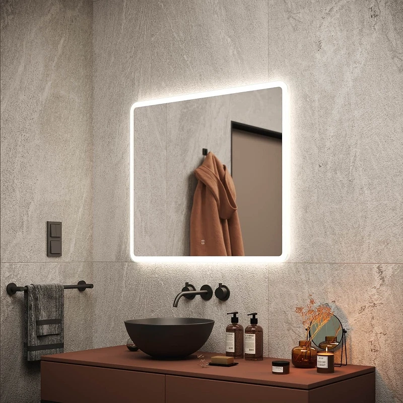 Зеркало Sancos Arcadia 80 AR800 с подсветкой с сенсорным выключателем стекло