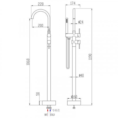 Смеситель для ванны Olive's Balear 13624BL Хром