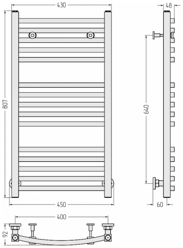 Водяной полотенцесушитель Сунержа Аркус 80x40 020-0251-8040 цвет Шампань