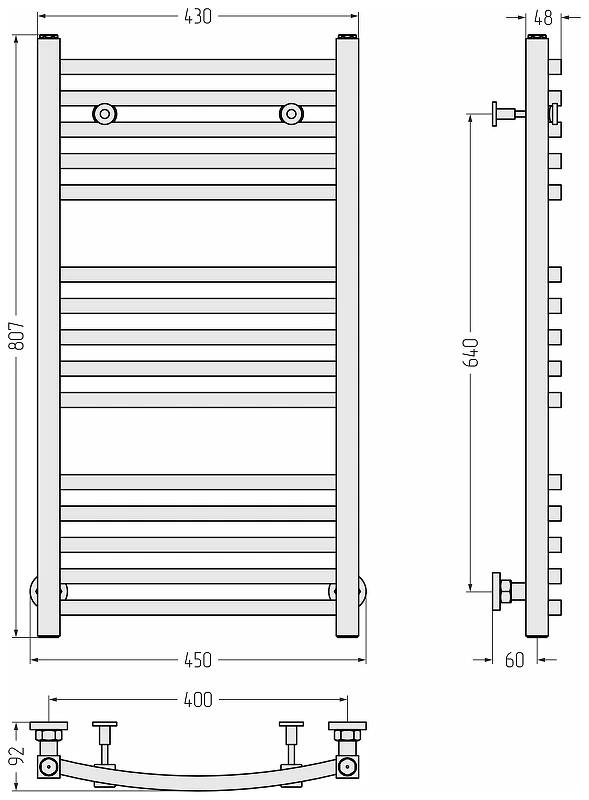 Водяной полотенцесушитель Сунержа Аркус 80x40 020-0251-8040 цвет Шампань