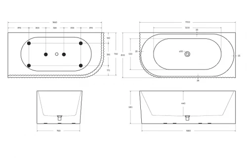 Акриловая ванна BelBagno Формат (Uno) 170x80 R BB714-1700-800-R цвет Белый