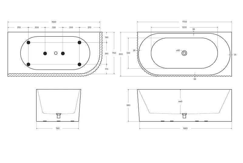 Акриловая ванна BelBagno Формат (Uno) 170x80 R BB714-1700-800-R цвет Белый
