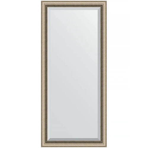 Зеркало Evoform Exclusive 163х73 BY 1202 с фацетом в багетной раме - Состаренное серебро с плетением 70 мм стекло