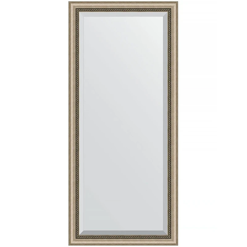 Зеркало Evoform Exclusive 163х73 BY 1202 с фацетом в багетной раме - Состаренное серебро с плетением 70 мм стекло