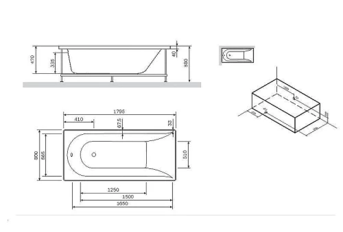 Каркас для ванны AM.PM Spirit 180х80 W72A-180-080W-R2 Серый