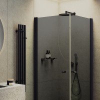 Душевой уголок Maybah Glass MGY-1296-6 800x800x1980 на монопетлях Черный стекло графитовое