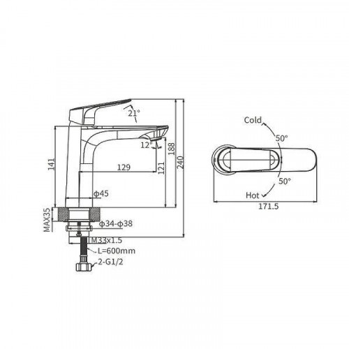 Смеситель для раковины Arrow AG4138CP цвет Хром