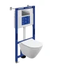 Унитаз с инсталляцией Cersanit Carina XL DPL EO Slim + Aqua 50 Prime P 69326 цвет Белый с сиденьем Микролифт и клавишей смыва цвет Хром глянцевый